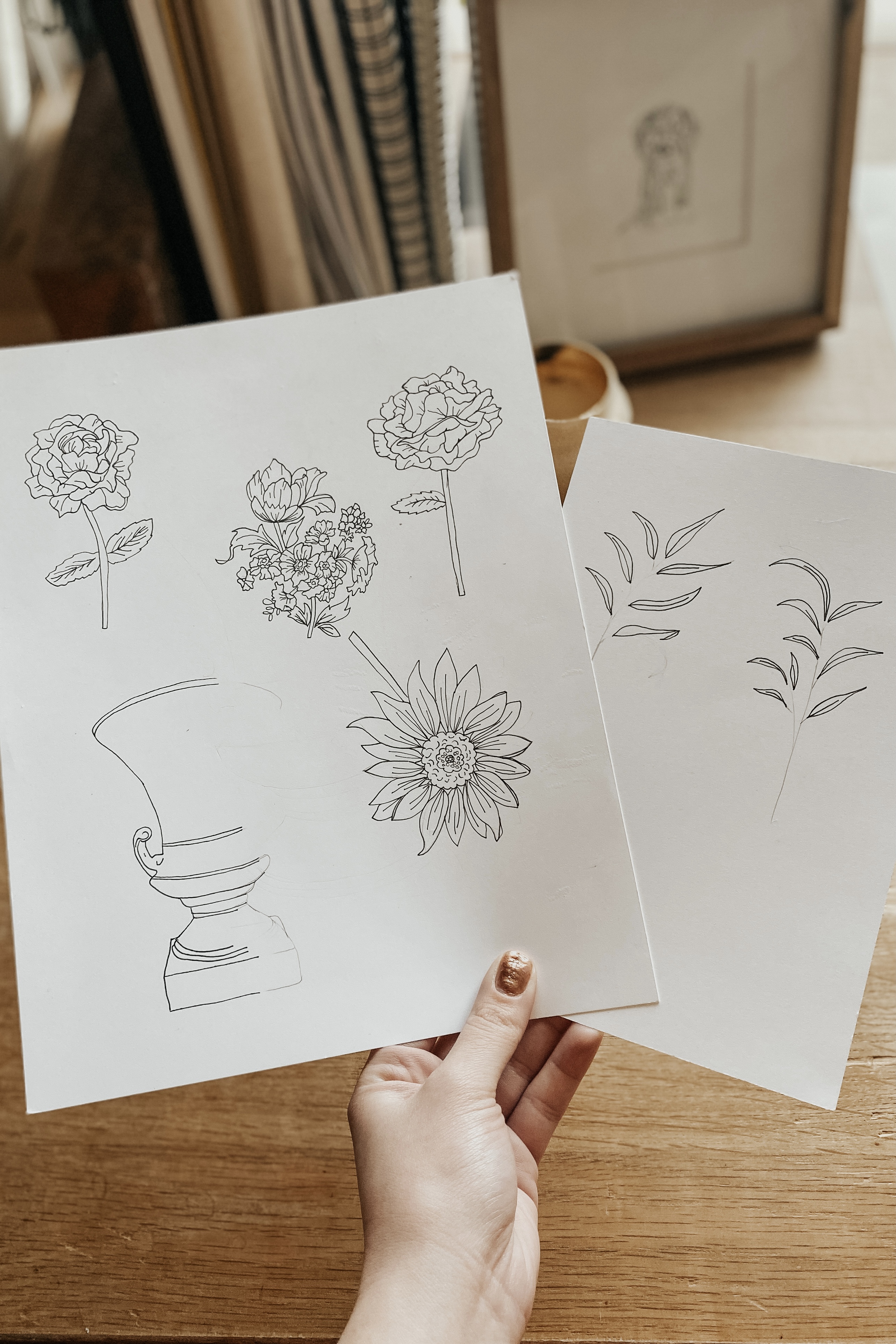 Bright Eyed Blooms brand design sketches
