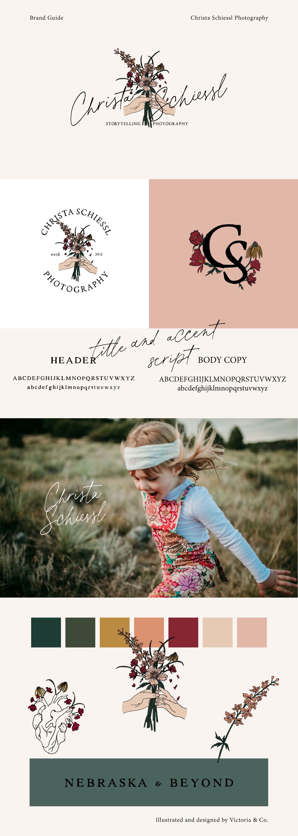 Brand board for Christa Schiessl Photography by Victoria & Co.